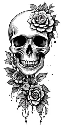 skull soft shading incorporating elements tattoo design idea
