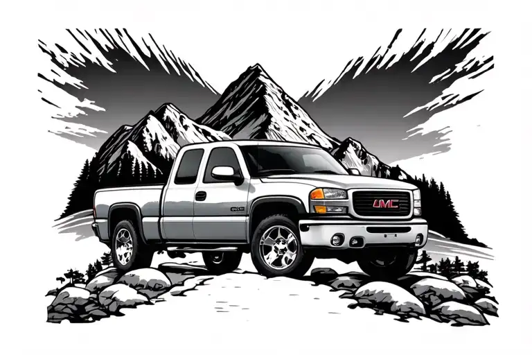 2003 gmc sierra nevada mountains tattoo design idea