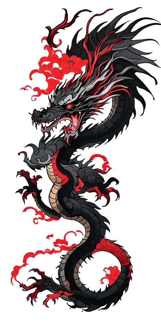 black Dragon, Red  akatsuki clouds, black hour glass prince of persia tattoo design idea