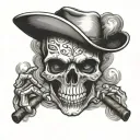 western skull smoking cigar tattoo design idea