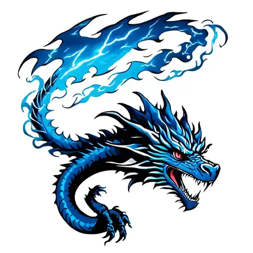 lightning fire breathing dragon tattoo design idea