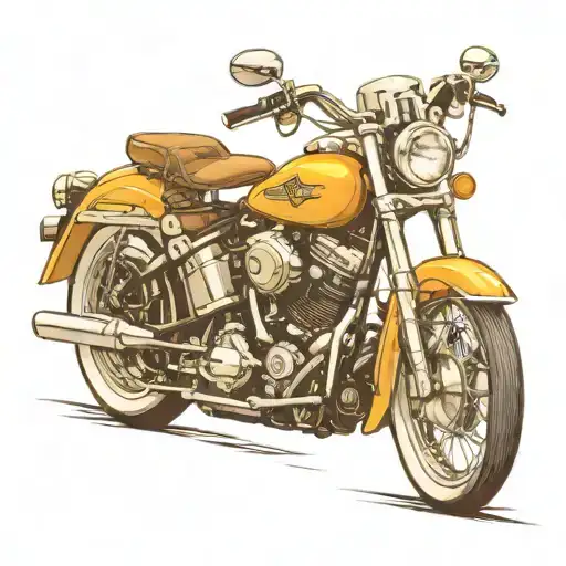 Ribcage Tattoo: A classic Harley Davidson, Softail or Electra Glide, with realistic details and shiny chrome. Add vintag tattoo design idea