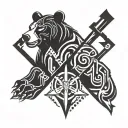kingdom hearts combined with bear elements symetrical  tattoo design idea
