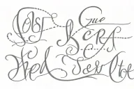 create calligraphic tattoo with this sentence. first line : "Que sera, sera" second line : "What will be, will be" tattoo design idea