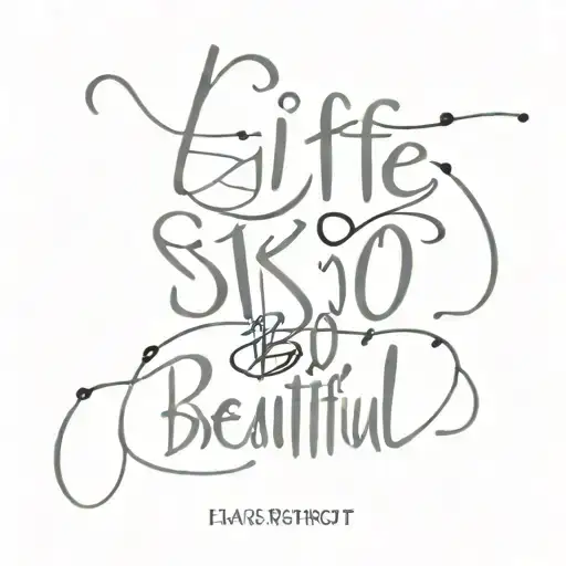 word "life is so beautiful" written vertically tattoo design idea