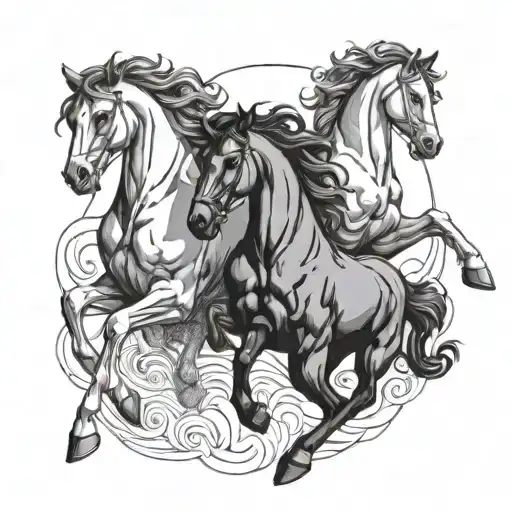 gemini and horse jumping tattoo design idea
