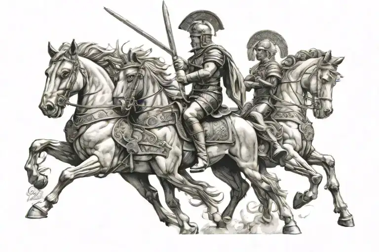 Colosseum, Pegasus, Warrior, Goddess tattoo design idea