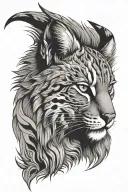 furious lynx face tattoo design idea