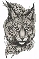 furious lynx face tattoo design idea