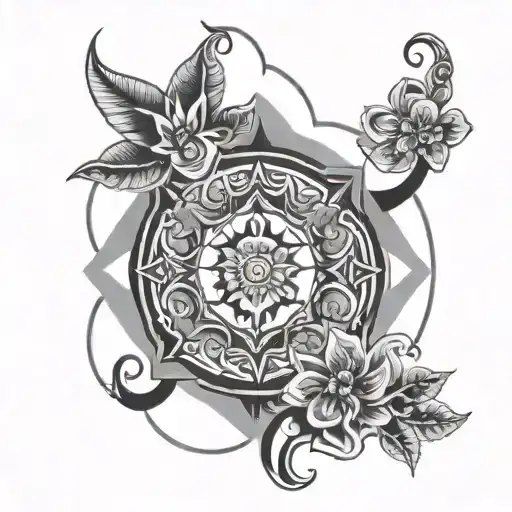 patience, karma, dharma, moksh tattoo design idea