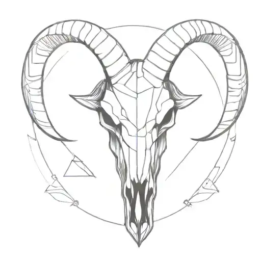 geometric Capricorn bull skull tattoo drawing style tattoo design idea