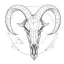 geometric Capricorn bull skull tattoo drawing style tattoo design idea