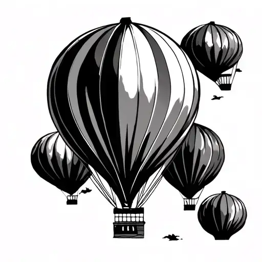 hot air balloon tattoo design idea