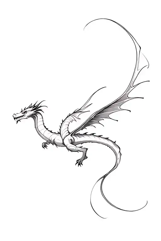 dragon flying tattoo design idea