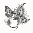 peacock feather intertwined infinity symbol butterfly hearts cross tattoo design idea