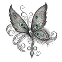 peacock feather intertwined infinity symbol butterfly hearts cross tattoo design idea