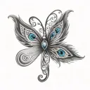 peacock feather intertwined infinity symbol butterfly hearts cross tattoo design idea