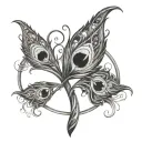 peacock feather intertwined infinity symbol butterfly hearts cross tattoo design idea