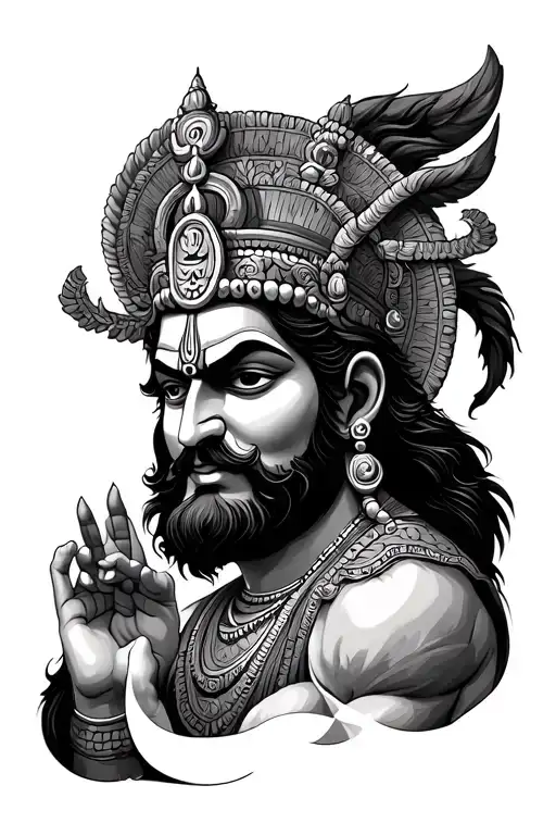 ravana offering head to mahadev tattoo design idea