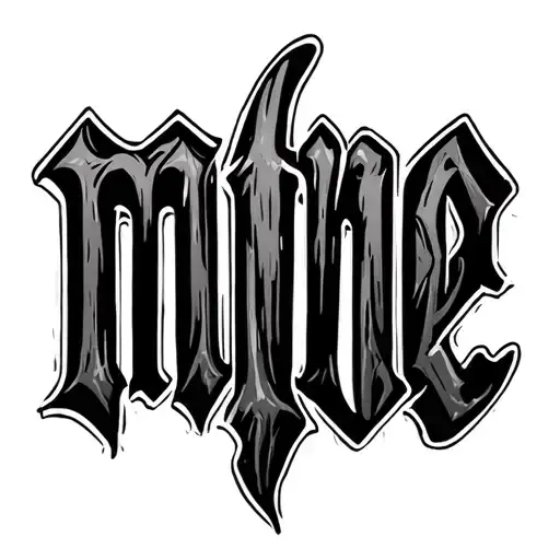 the word "mine" in cursive tattoo design idea