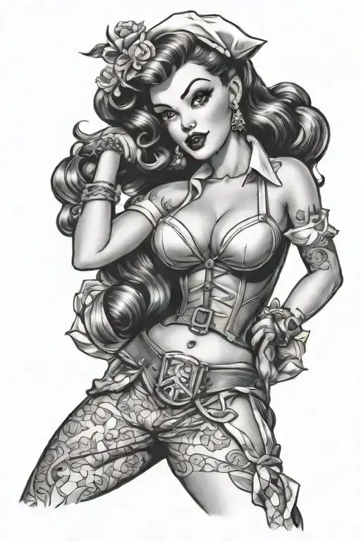 pinup girl tattoo design idea