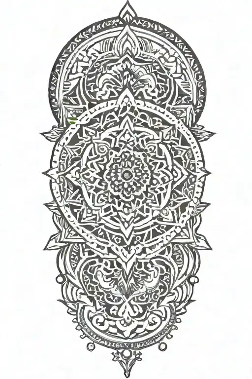 Incorporate a mandala, an aum, a book and musical notes tattoo design idea