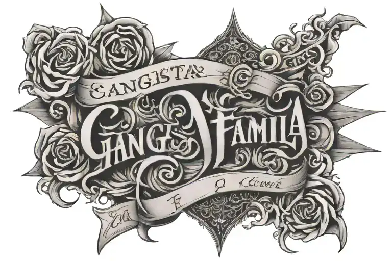 Gangsta family letter tattoo design idea