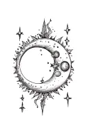 gemini sign and cresent moon surrounded tattoo design idea