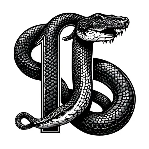 snake around number 19 tattoo design idea