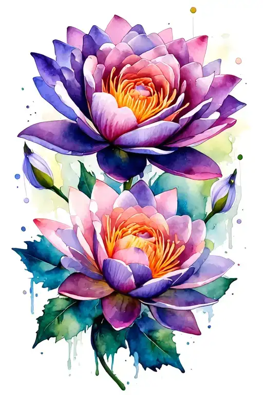 carnation violet rose water lily snowdrop tattoo design idea