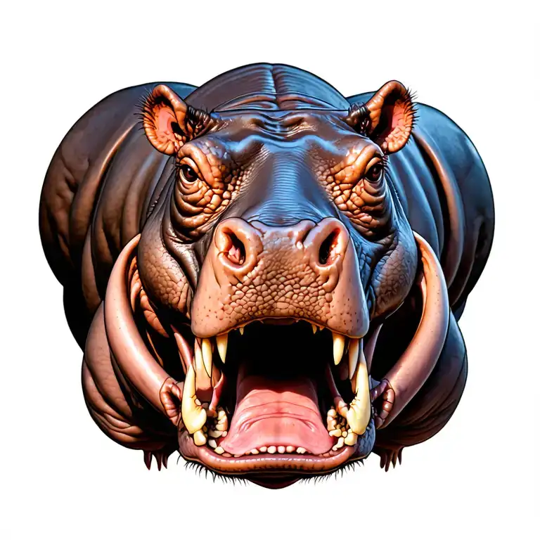 hippo with part of the exposed cranio tattoo design idea