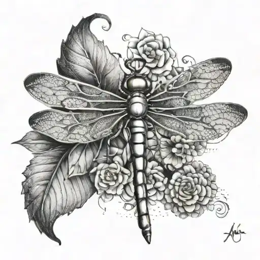 mandela, dragonfly perched tattoo design idea