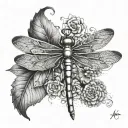 mandela, dragonfly perched tattoo design idea