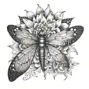 mandela, dragonfly perched tattoo design idea