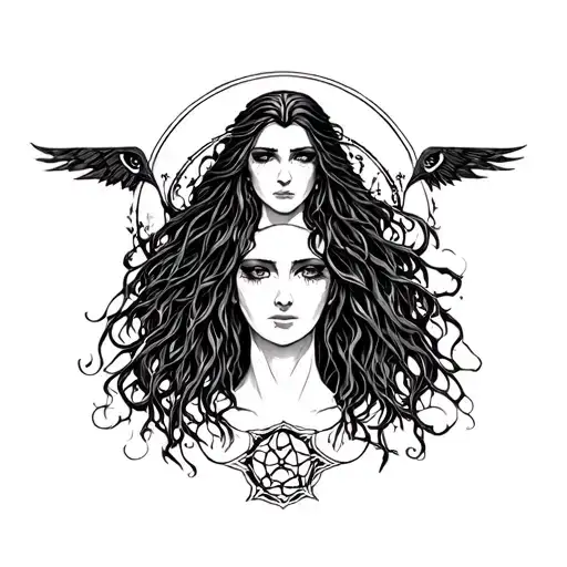 hecate triple goddess tattoo design idea