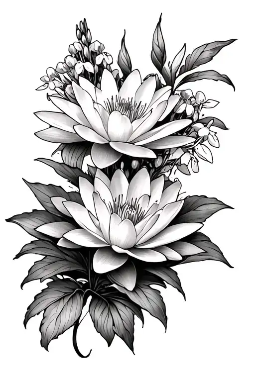 water Lilly and Larkspur half sleeve tattoo tattoo design idea