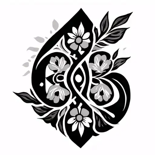 Berber symbol and flowers logo tattoo design idea