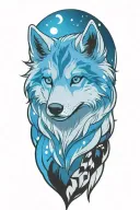 cherokee wolf pup blue merle anime tattoo design idea