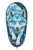cherokee wolf pup blue merle anime tattoo design idea