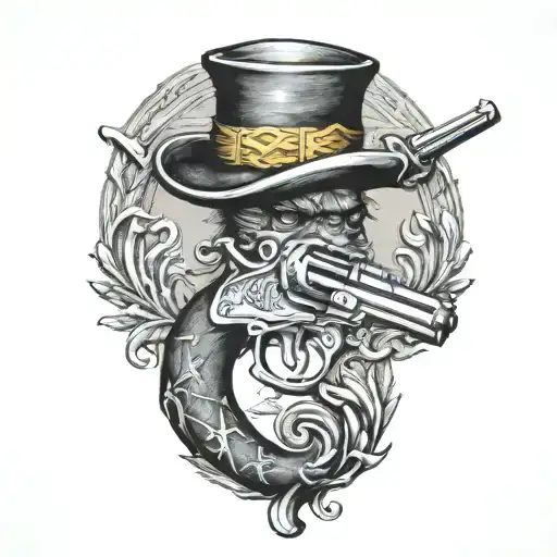 don't tread on me flintlock pistol tattoo design idea