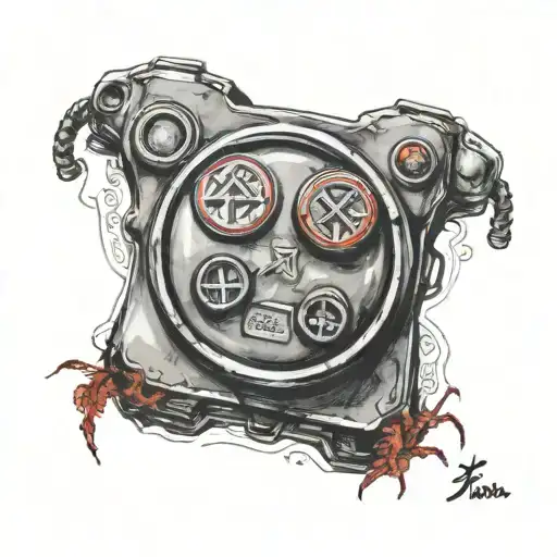 shenmue and red xbox button tattoo design idea