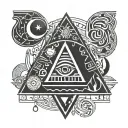 Letters With Egyptian Typography P & K Geometric Shape Of Letters With A Sun And Moon And water Idea tattoo design idea