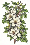 vibrant magnolia tree branches tattoo design idea
