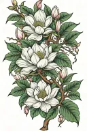 vibrant magnolia tree branches tattoo design idea