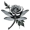 dragonfly dagger rose wrapped tattoo design idea