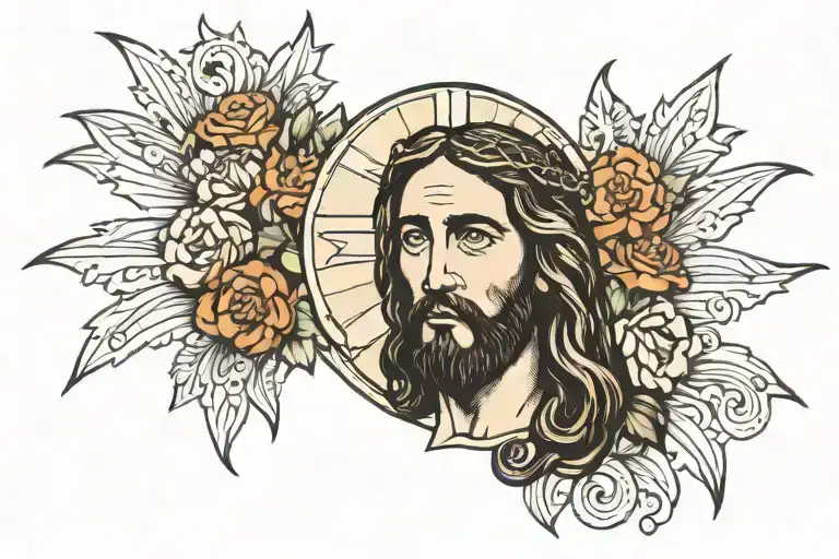 Jesus Christ face tattoo design idea