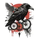 Futhrag, Runes, Nordic Mythology, vegvisir, raven, Yggdrasil, raven under the vegvisir, Yggdrasil under raven, runes aro tattoo design idea