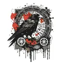 Futhrag, Runes, Nordic Mythology, vegvisir, raven, Yggdrasil, raven under the vegvisir, Yggdrasil under raven, runes aro tattoo design idea