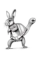 Turtle kicks Rabbit tattoo design idea