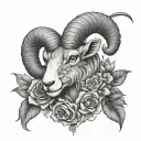 Ram head with a snake twirling around the horns? And flowers tattoo design idea